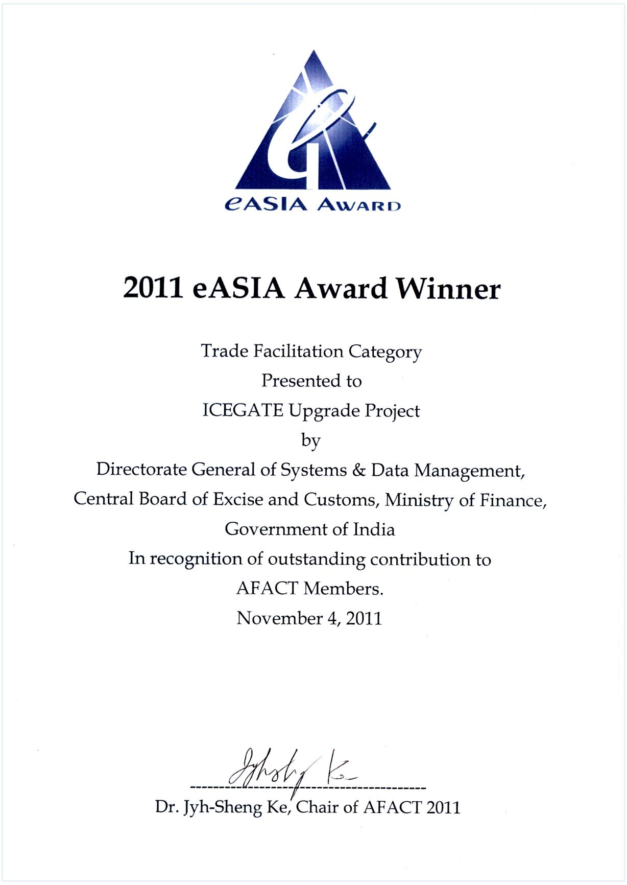 eASIA Award 2011